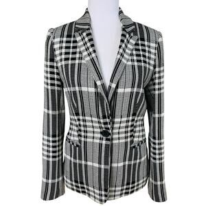 Philosophy Size S Women's Ponte Knit Blazer Jacket Black and White Plaid Career